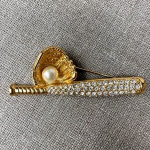 Swarovski Baseball Bat Glove and Ball Pin Brooch
